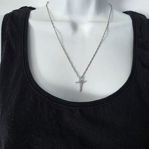 Dazzling Silver Cross Pendant Necklace
